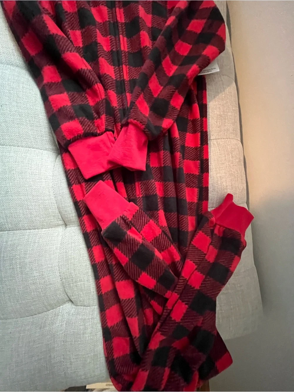 Kohl's Red and Black Buffalo Plaid Reindeer Hooded Kids Pajamas